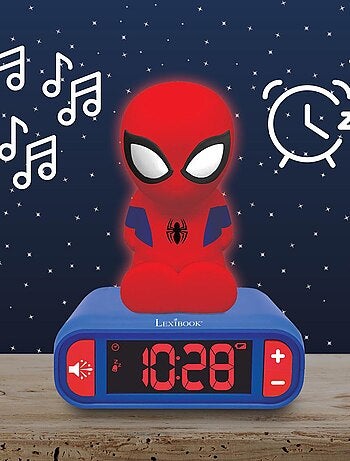 Wekker met nachtlampje 3d-ontwerp spiderman en geluidseffecten