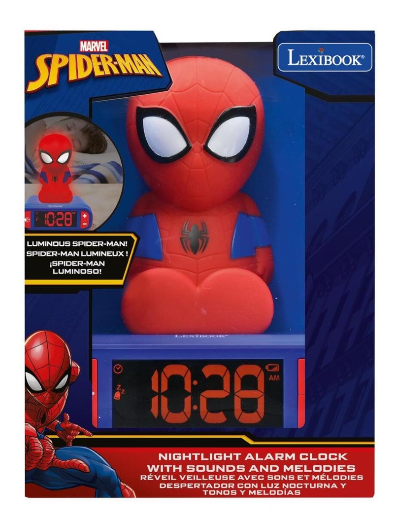 Wekker met nachtlampje 3d-ontwerp spiderman en geluidseffecten Rood - Kiabi