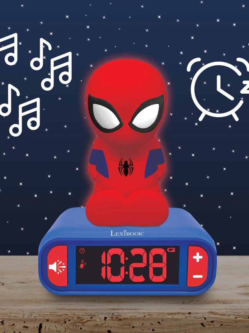 Wekker met nachtlampje 3d-ontwerp spiderman en geluidseffecten Rood - Kiabi