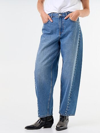 Wide fit jeans met decoratieve studs