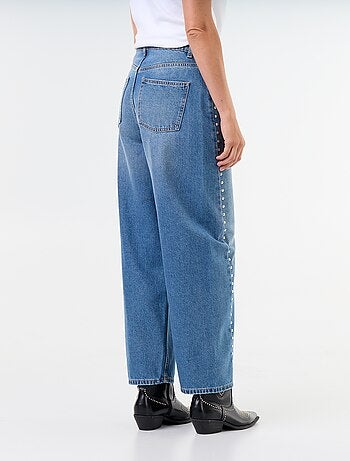 Wide fit jeans met decoratieve studs