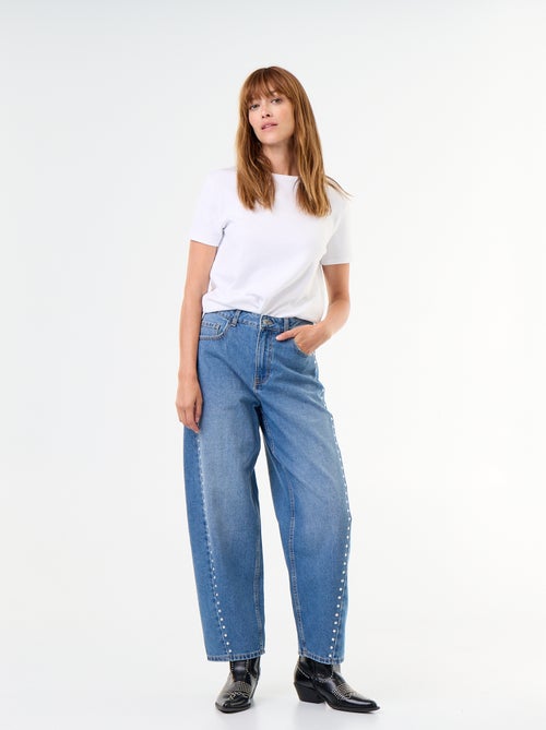 Wide fit jeans met decoratieve studs - Kiabi