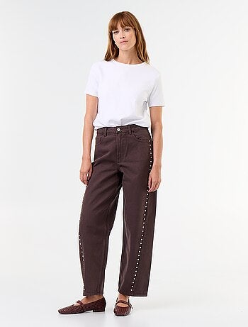 Wide fit jeans met decoratieve studs