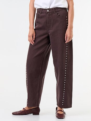Wide fit jeans met decoratieve studs