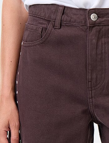 Wide fit jeans met decoratieve studs