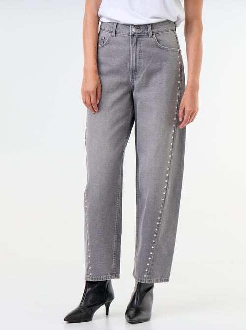 Wide fit jeans met decoratieve studs - Kiabi
