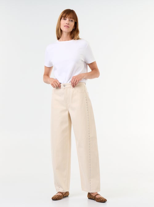 Wide fit jeans met decoratieve studs - Kiabi