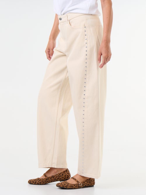Wide fit jeans met decoratieve studs - Kiabi