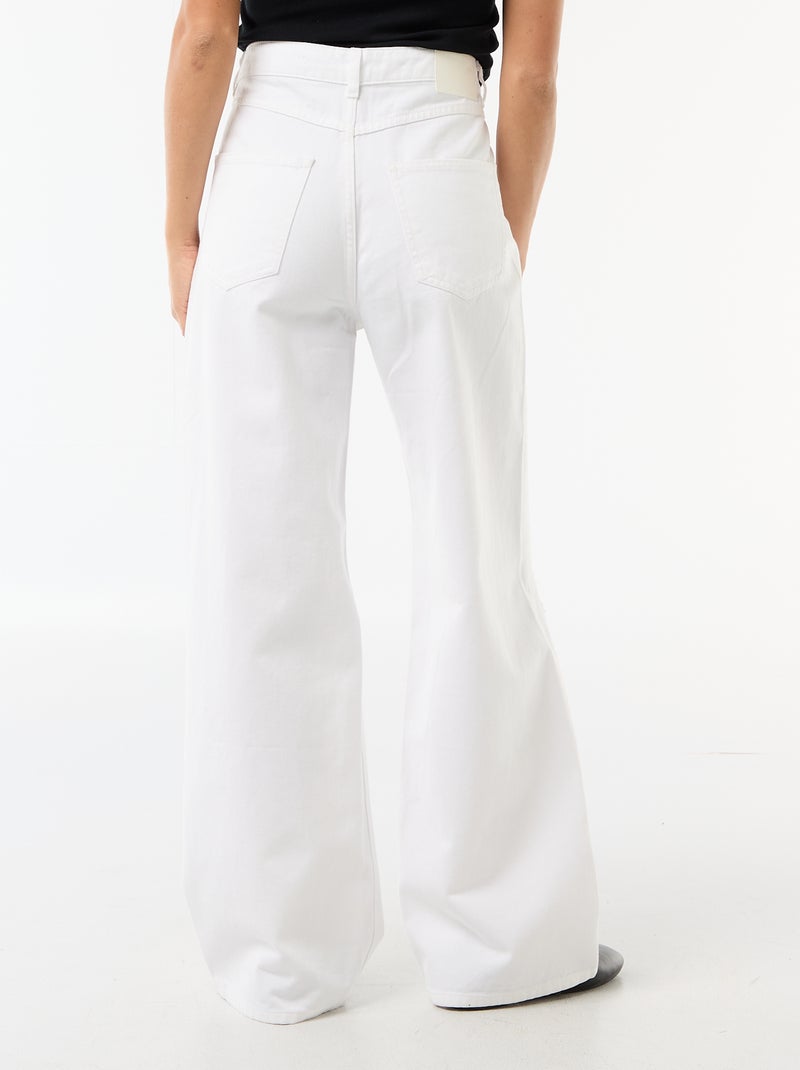 Wide leg-broek met destroy-effect en lage taille Wit - Kiabi
