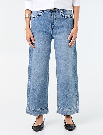 Wide leg-broek met gevlochten zakken