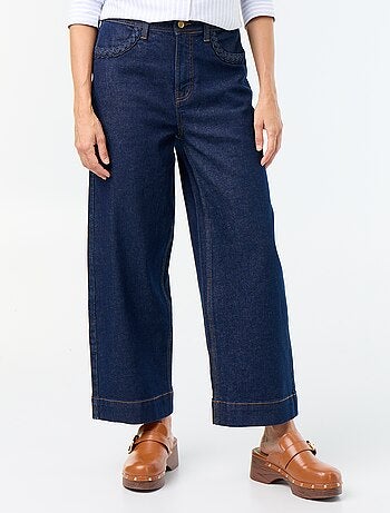 Wide leg-broek met gevlochten zakken