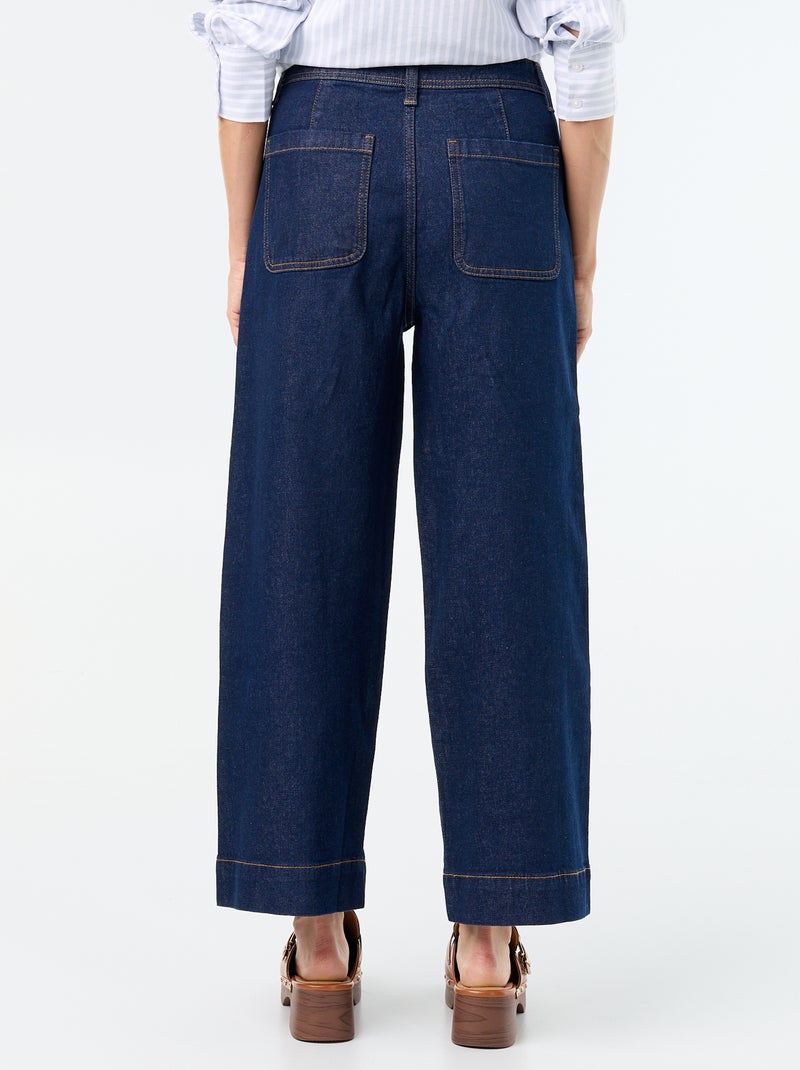 Wide leg-broek met gevlochten zakken Blauw - Kiabi