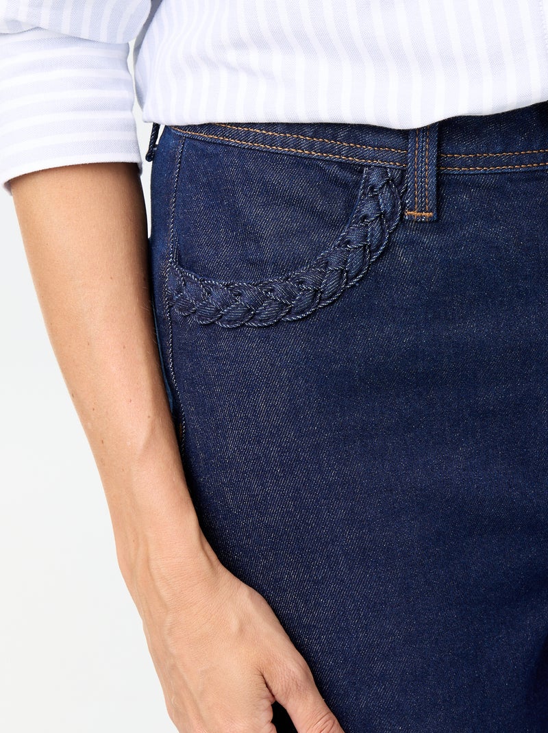 Wide leg-broek met gevlochten zakken Blauw - Kiabi