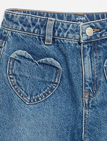 Wide leg-broek met hartjesborduurwerk