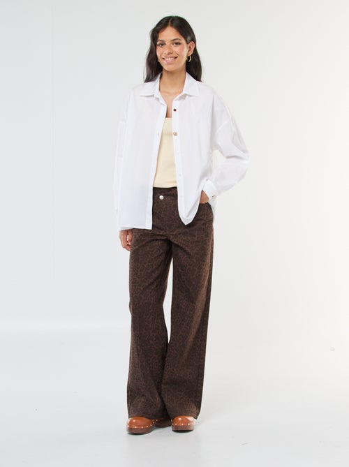 Wide leg broek met luipaardprint - Kiabi