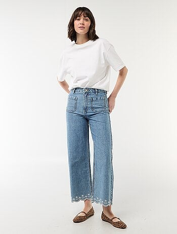 Wide leg broek met opgestikte zakken