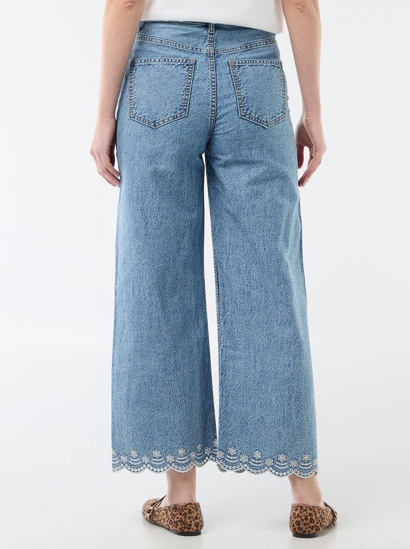 Wide leg broek met opgestikte zakken Blauw - Kiabi