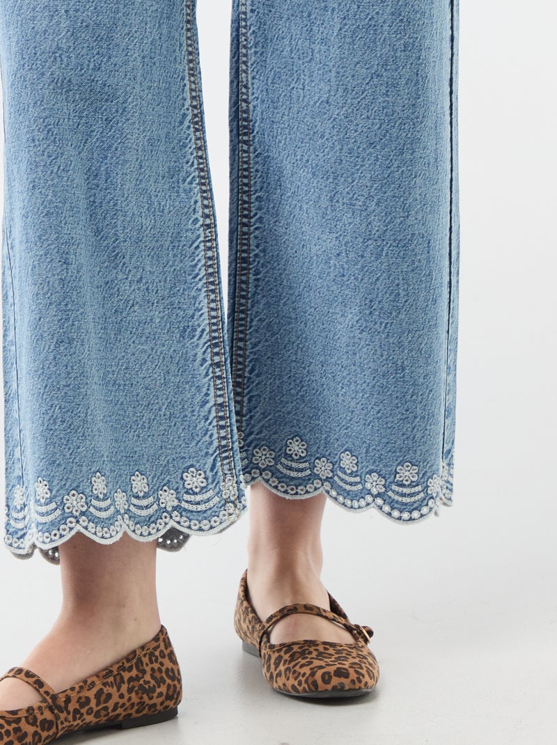 Wide leg broek met opgestikte zakken Blauw - Kiabi