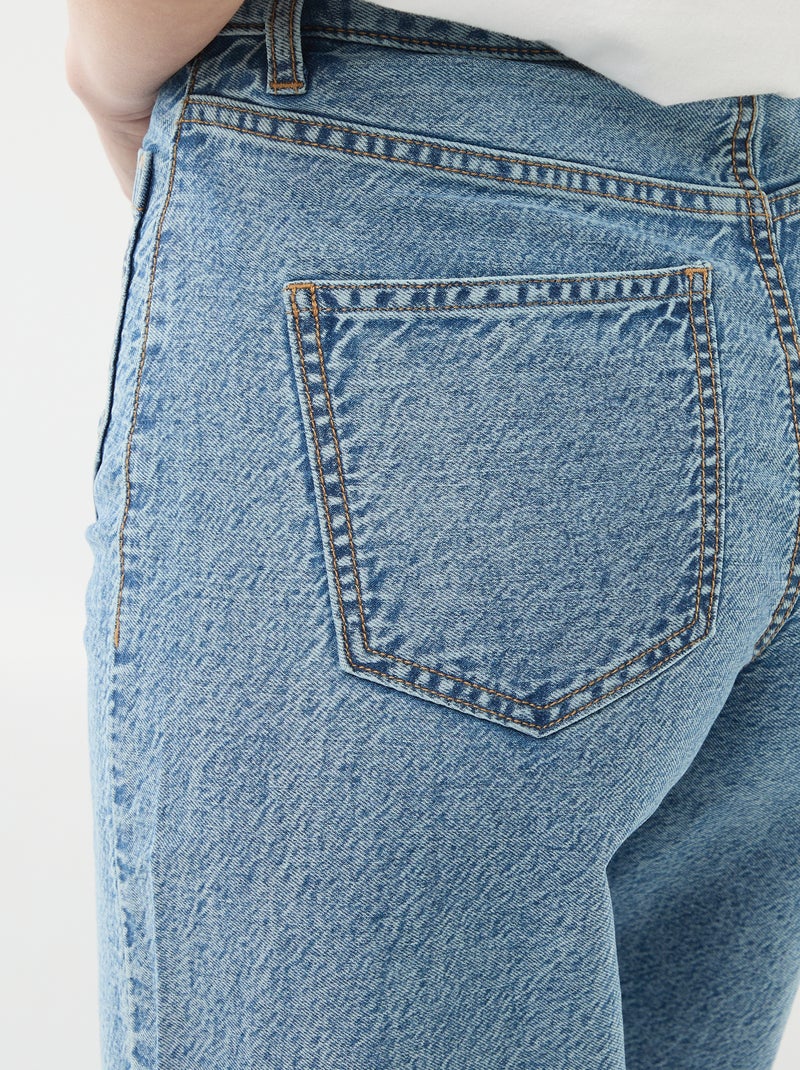 Wide leg broek met opgestikte zakken Blauw - Kiabi