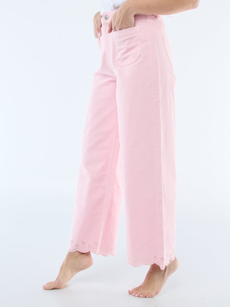 Wide leg broek met opgestikte zakken Rose - Kiabi