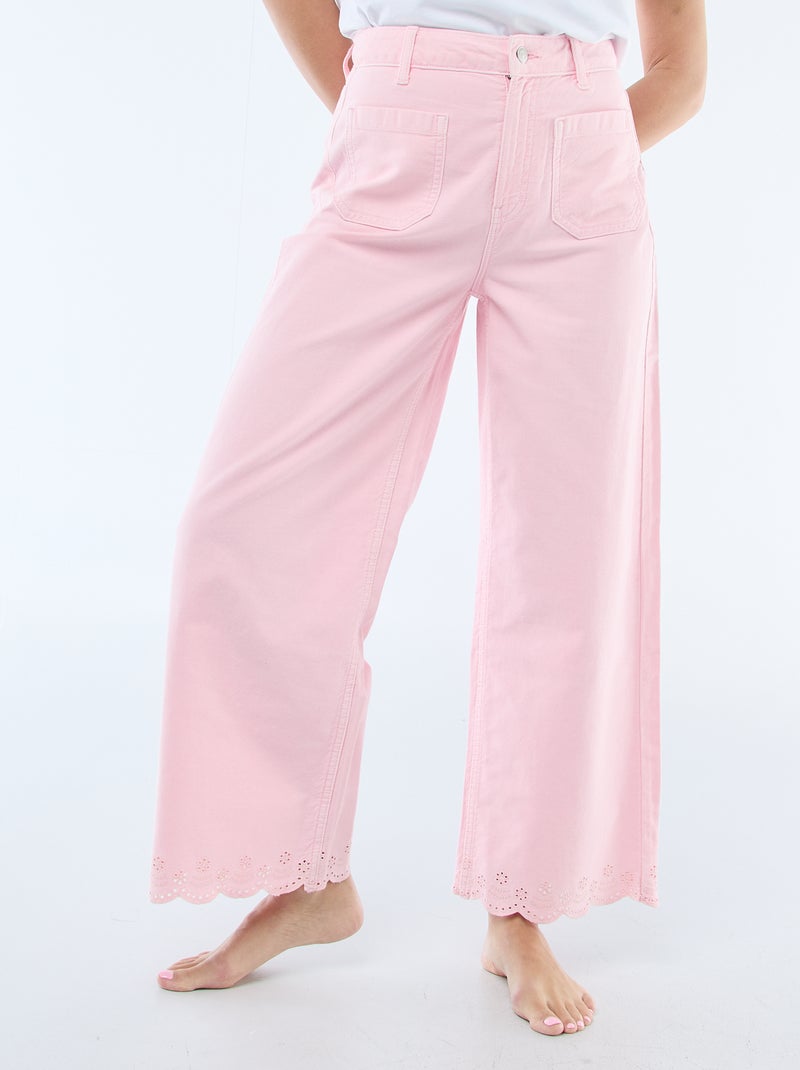Wide leg broek met opgestikte zakken Rose - Kiabi
