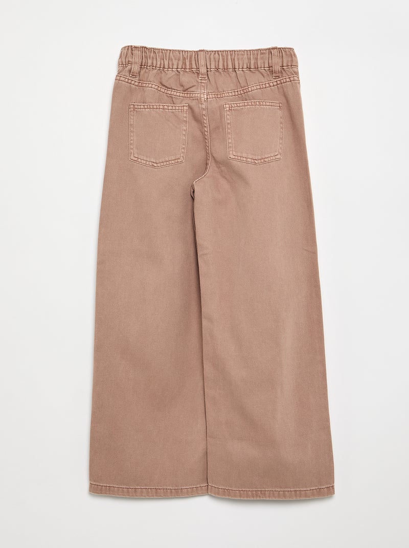 Wide leg-broek met verstelbare taille Bruin - Kiabi