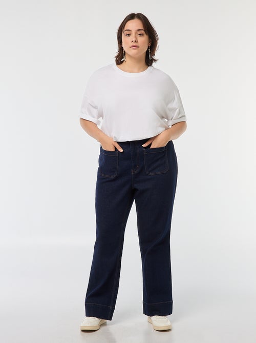 Wide leg broek van raw denim - Kiabi