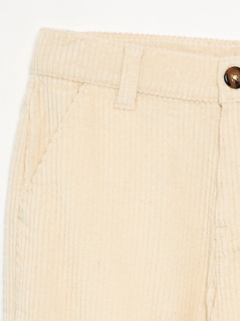 Wide leg-broek van ribfluweel Wit - Kiabi