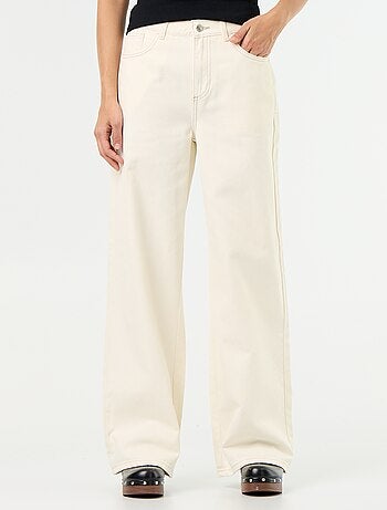 Wide leg-broek van twill met hoge taille