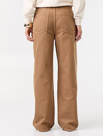 Wide leg-broek van twill met hoge taille