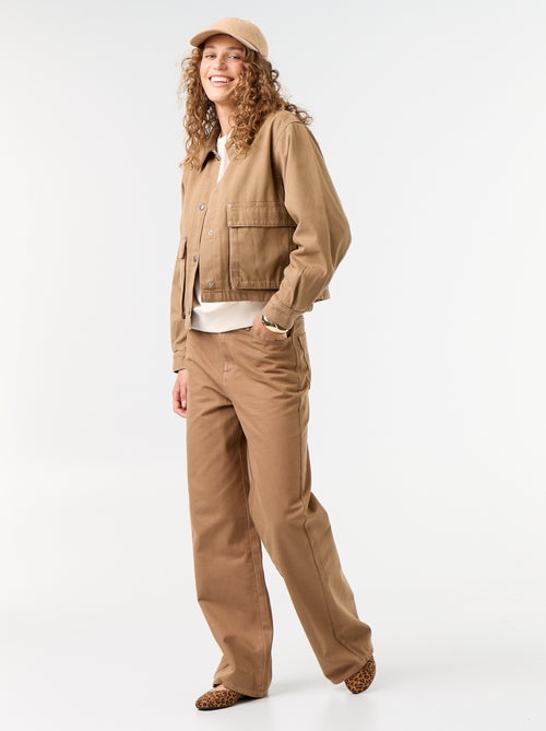 Wide leg-broek van twill met hoge taille - Kiabi