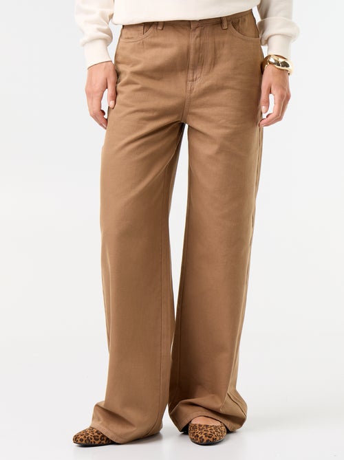 Wide leg-broek van twill met hoge taille - Kiabi