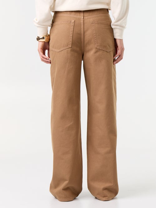 Wide leg-broek van twill met hoge taille - Kiabi