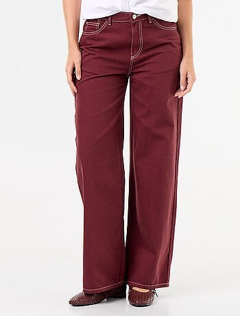 Wide leg-broek van twill met hoge taille