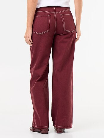 Wide leg-broek van twill met hoge taille