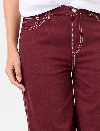 Wide leg-broek van twill met hoge taille
