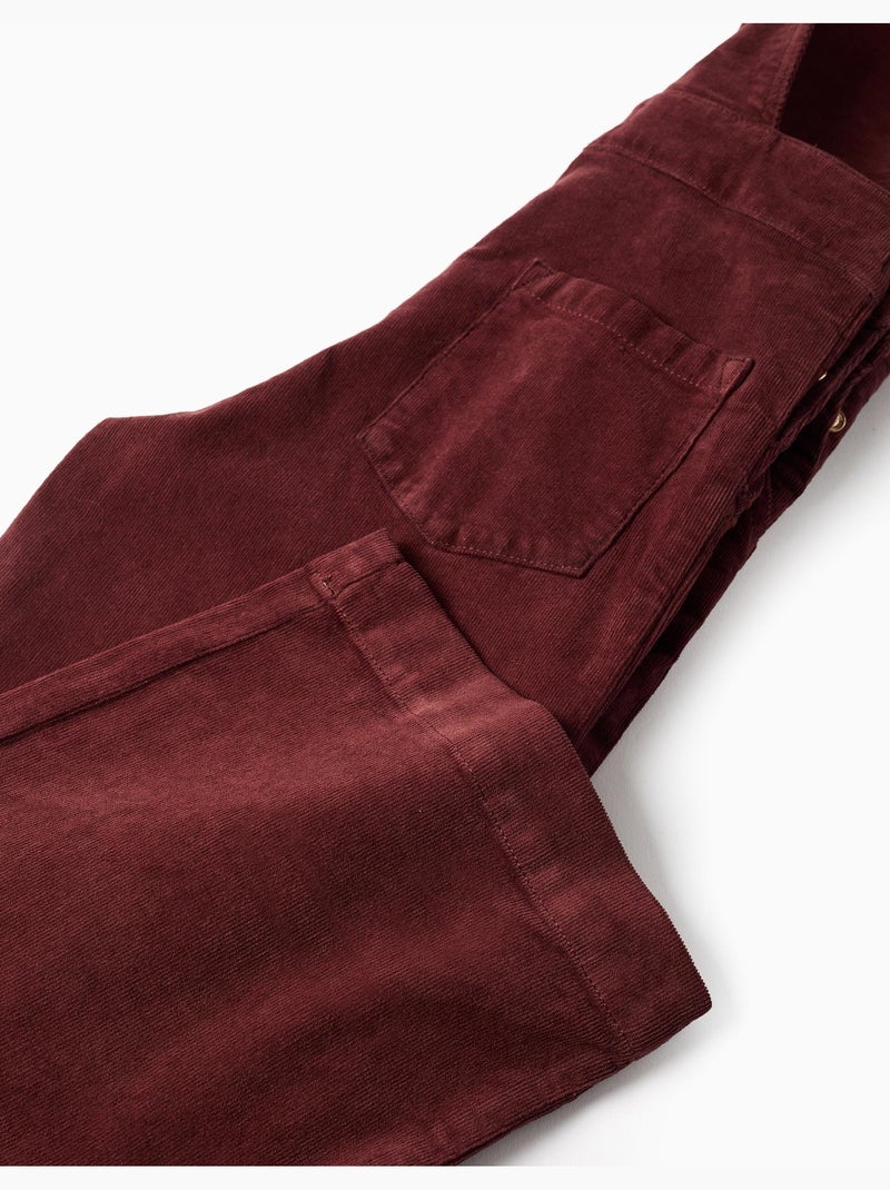 Wide leg corduroy tuinbroek Bruin - Kiabi