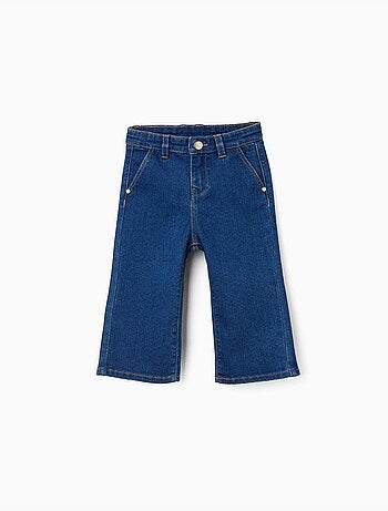 Wide leg denim broek
