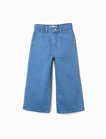 Wide leg denim broek