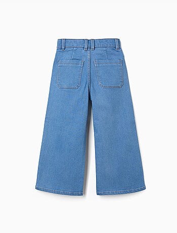 Wide leg denim broek