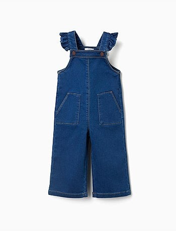 Wide leg denim tuinbroek met zakken