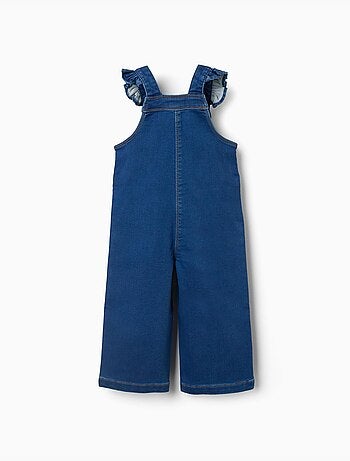 Wide leg denim tuinbroek met zakken