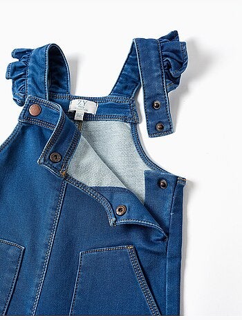 Wide leg denim tuinbroek met zakken