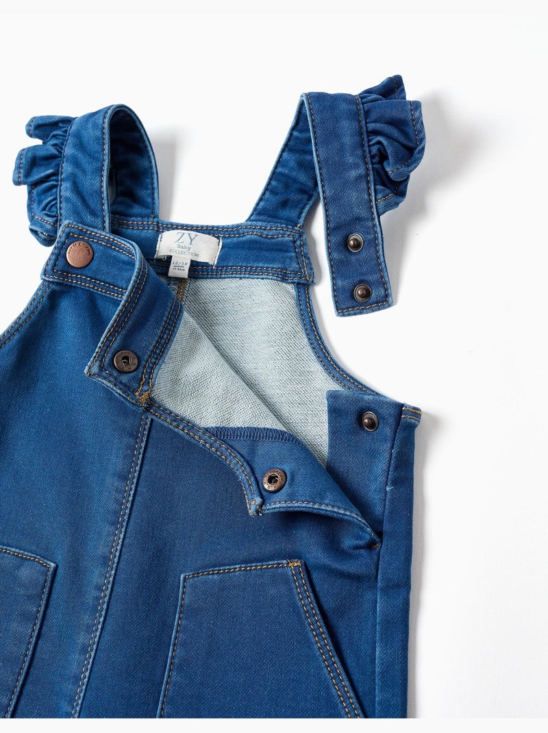Wide leg denim tuinbroek met zakken Blauw Blauw - Kiabi