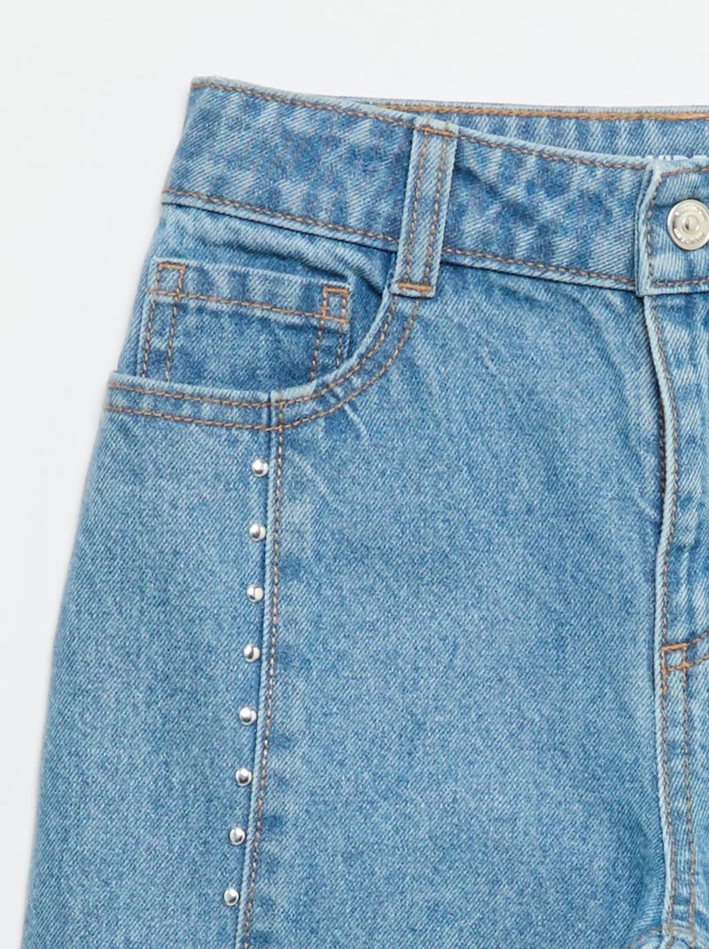 Wide leg fit broek met zilverkleurige fantasie studs Blauw - Kiabi
