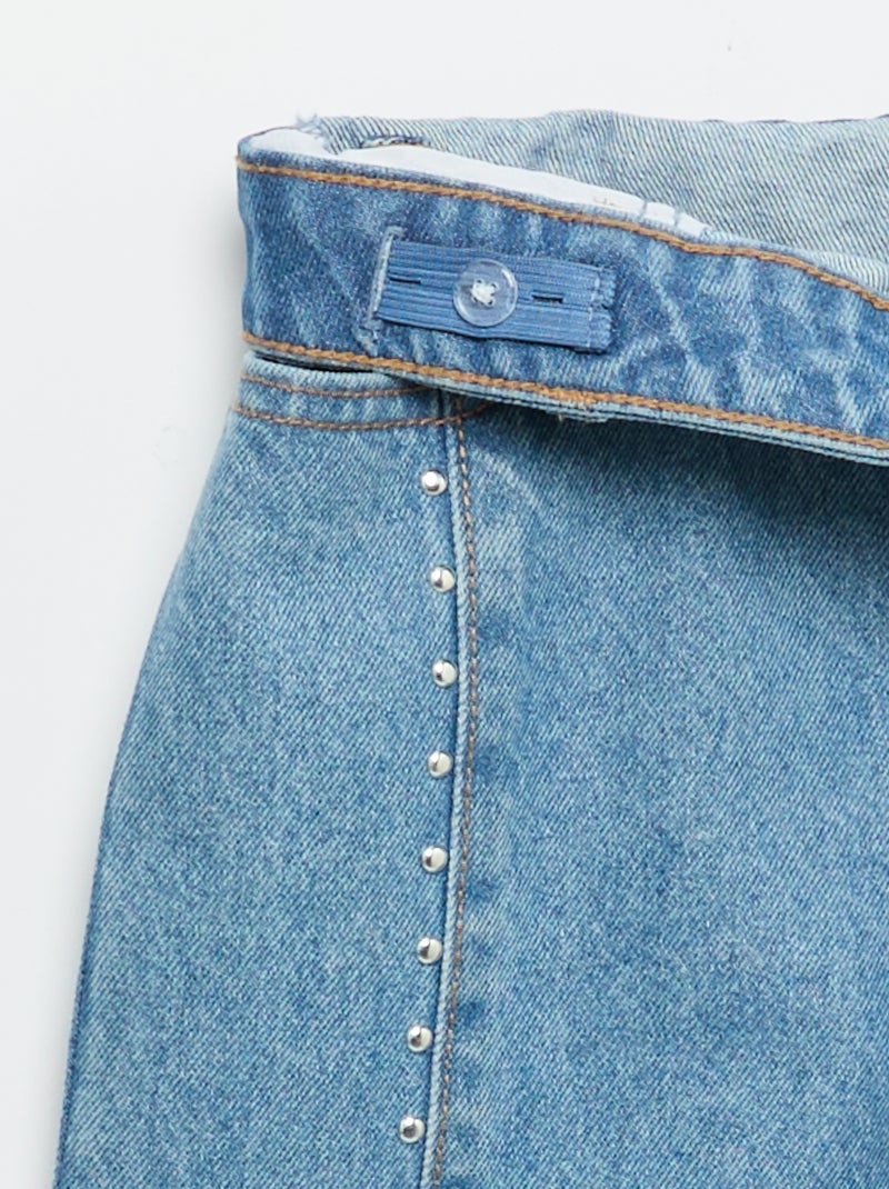 Wide leg fit broek met zilverkleurige fantasie studs Blauw - Kiabi