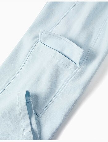 Fleece broek met wijde pijpen en cargozakken