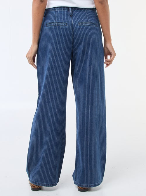 Wide leg gestreepte denim broek - Kiabi