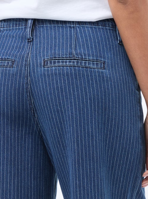 Wide leg gestreepte denim broek - Kiabi