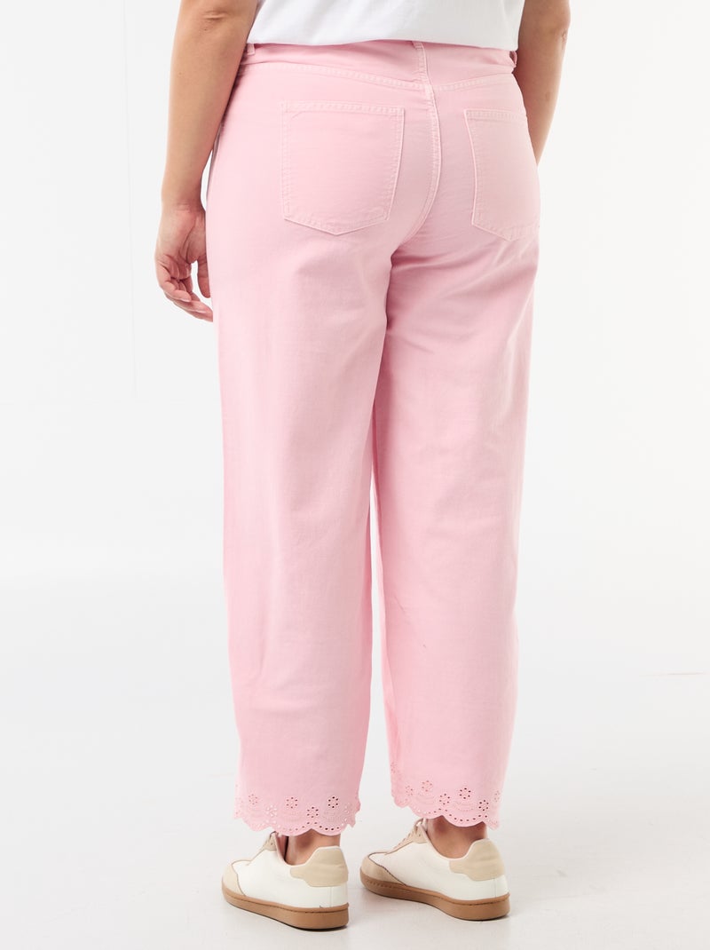 Wide leg high waist jeans met opgestikte zakken voor en achter Rose - Kiabi